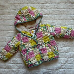 Baby Boden Pink and Yellow Patchwork quilted Jacket